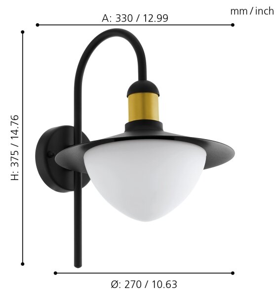 Eglo 97285 - Venkovní nástěnné svítidlo SIRMIONE 1xE27/60W/230V IP44