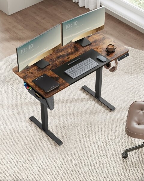 Výškově nastavitelný psací stůl SOLEA-X 120x60 cm hnědá/černá