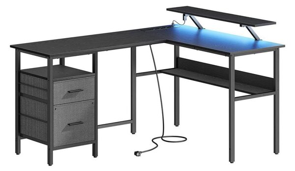 Psací stůl s podsvícením SOLEA-X 150x120 cm hnědá/černá
