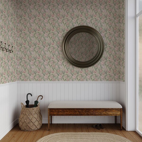 Tapety Jemně růžové tulipány na jemně béžovém pozadí, Tapety květiny, a00589 : uwalls.cz