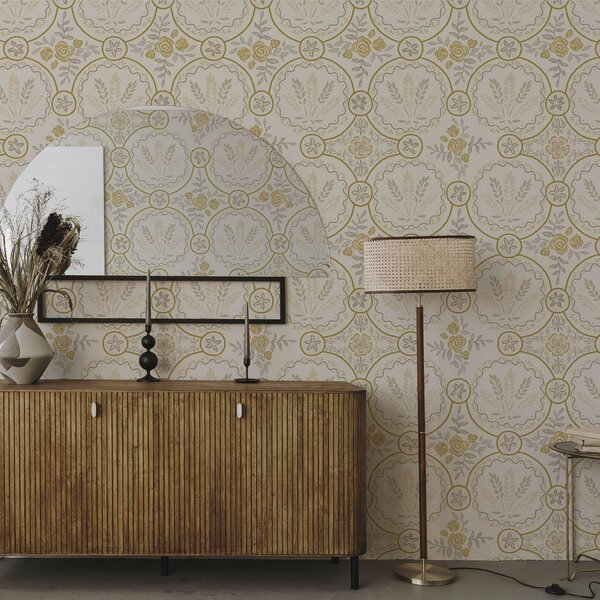Tapety Retro ornament s pšenicí a růžemi, Tapety květiny, a00595 : uwalls.cz