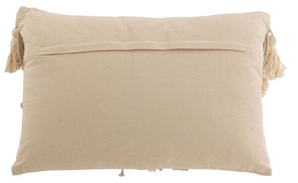 Béžový polštář s drhaným vzorem a střapci Macramé Cosy - 47*16*36 cm - J-Line by Jolipa