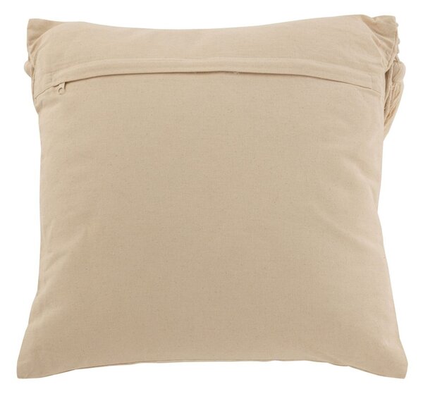 Béžový polštář s drhaným vzorem a střapci Macramé Cosy - 45*17*45 cm - J-Line by Jolipa