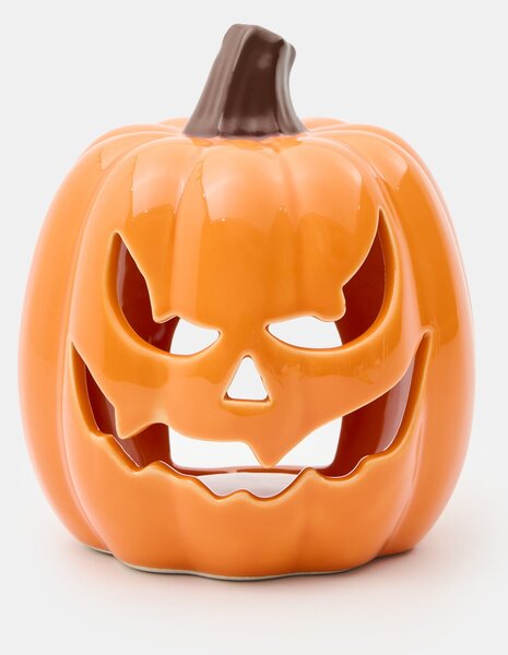 Sinsay - Halloweenská keramická lucerna na čajovou svíčku ve tvaru dýně - oranžová