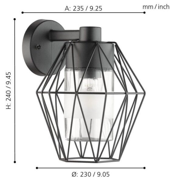 Eglo 97226 - Venkovní nástěnné svítidlo CANOVE 1xE27/60W/230V IP44