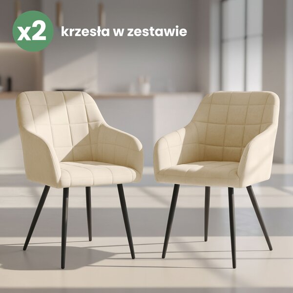 Set 2 ks jídelních židlí Luxembourg (máselná + černá)
