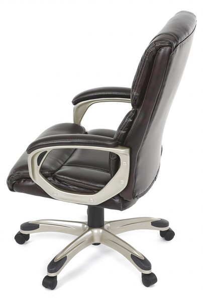 Kancelářské křeslo, hnědá ekokůže, plastový kříž, houpací mechanismus KA-N829 BR