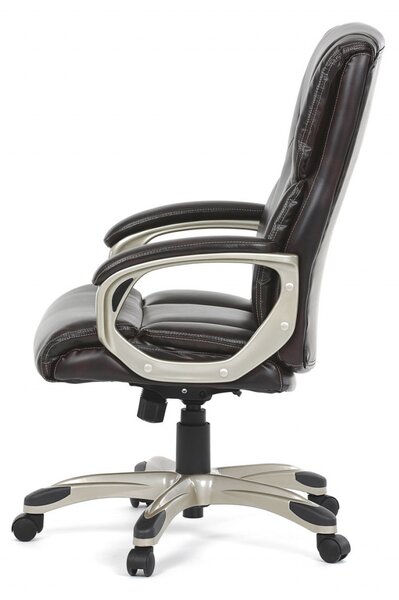 Kancelářské křeslo, hnědá ekokůže, plastový kříž, houpací mechanismus KA-N829 BR