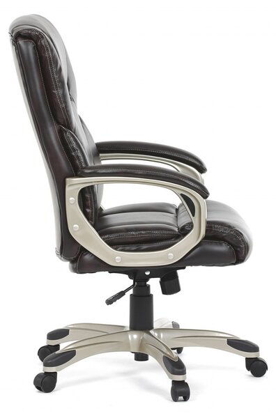 Kancelářské křeslo, hnědá ekokůže, plastový kříž, houpací mechanismus KA-N829 BR