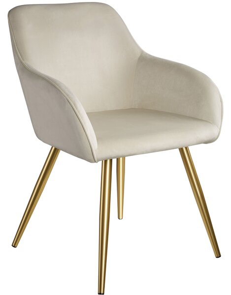 Tectake 404623 židle marilyn sametový vzhled zlatá - krémová/zlatá