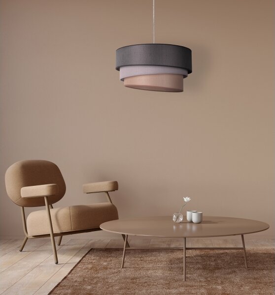 Duolla - Lustr na lanku TRIO 1xE27/40W/230V pr. 45 cm antracit/šedá/hnědá
