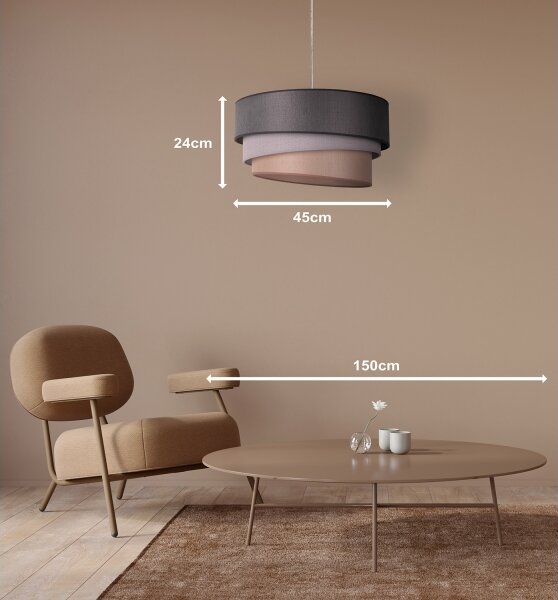 Duolla - Lustr na lanku TRIO 1xE27/40W/230V pr. 45 cm antracit/šedá/hnědá