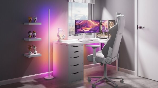 Nanoleaf NL7204K0201A070-LEDRGBW Stm. stoj. lampa 22W/230V 2200-6500K Wi-Fi bílá