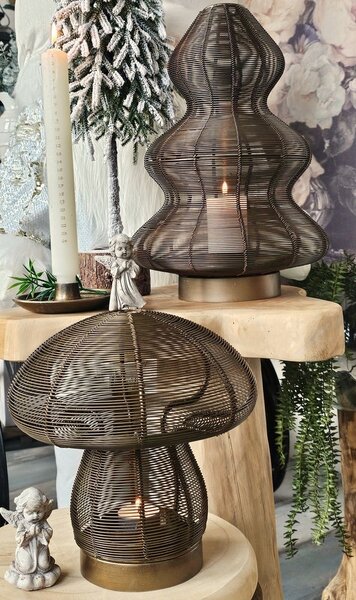 Bronzový antik kovový svícen vánoční stromek Tree - Ø 25*35 cm - Light & Living