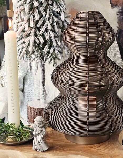 Bronzový antik kovový svícen vánoční stromek Tree - Ø 25*35 cm - Light & Living