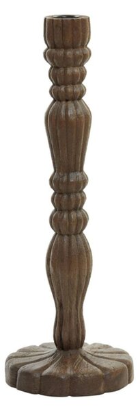 Hnědý dřevěný svícen na úzkou svíčku Jeraldo - Ø 16*45 cm - Light & Living