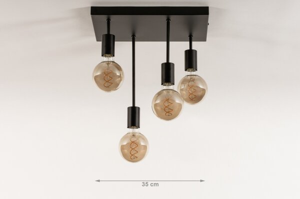 Stropní černé svítidlo do obýváku Flexform Quadro Bulb Accapulco (LMD)