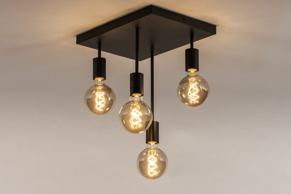 Stropní černé svítidlo do obýváku Flexform Quadro Bulb Accapulco (LMD)