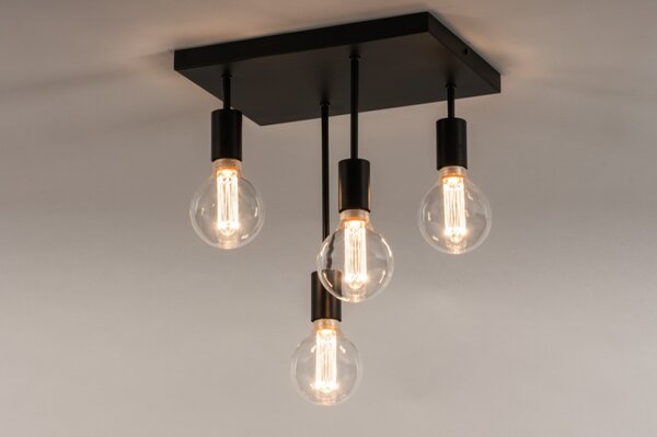 Stropní černé svítidlo do obýváku Flexform Quadro Bulb Accapulco (LMD)