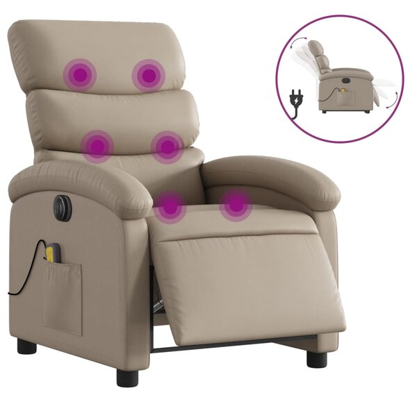Elektrické masážní polohovací křeslo cappuccino umělá kůže 3204039