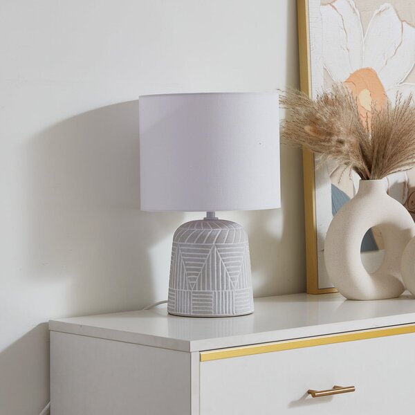 Stolní lampa Lindby, Thalassia, Bílá, Ložnice, Keramika, Venkovský / rustikální
