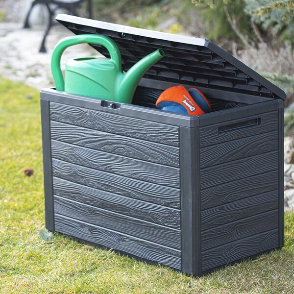 PROSPERPLAST Zahradní box WOODEBOX antracit 78 cm - 190L