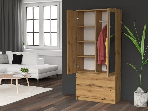 Šatní skříň se zrcadlem MALWA SS-90 dub artisan