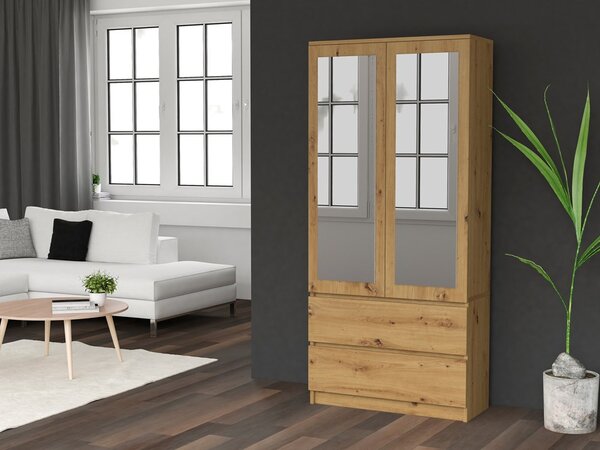 Šatní skříň se zrcadlem MALWA SS-90 dub artisan
