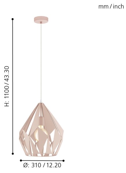 EGLO 49024 - Lustr na lanku CARLTON-P 1xE27/60W/230V