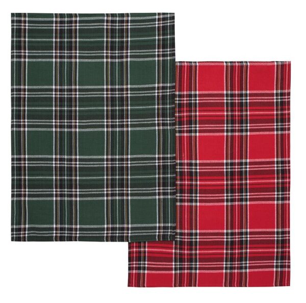 Utěrka DESIGN DUO - dárkový set 2 ks kostka červená+tmavě zelená 50 x 70 cm