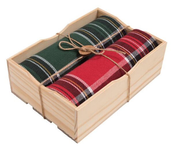 Utěrka DESIGN DUO - dárkový set 2 ks kostka červená+tmavě zelená 50 x 70 cm