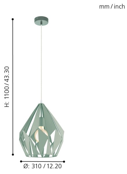 EGLO 49026 - Lustr na lanku CARLTON-P 1xE27/60W/230V
