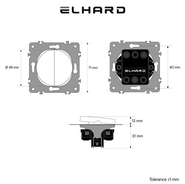 Elhard Kulatý vypínač Rondo č.5 sériový, stříbrný RD1005S