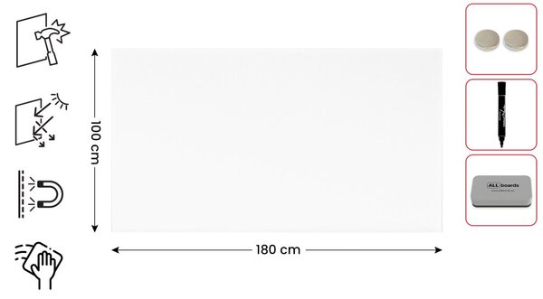 Matná magnetická skleněná tabule 180×100 cm, TSO180x100P4