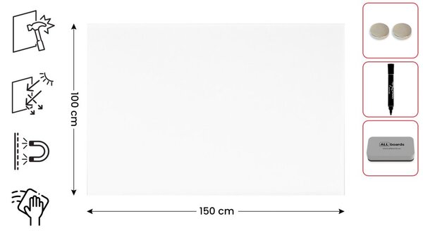 Matná magnetická skleněná tabule 150×100 cm, TSO150x100P4