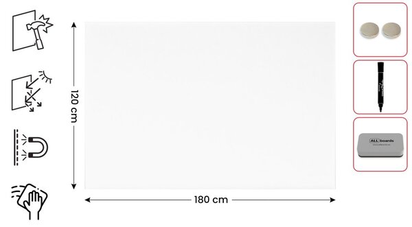 Matná magnetická skleněná tabule 180×120 cm, TSO180x120P4