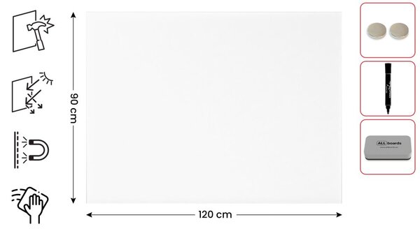 Matná magnetická skleněná tabule 120×90 cm, TSO120x90P4
