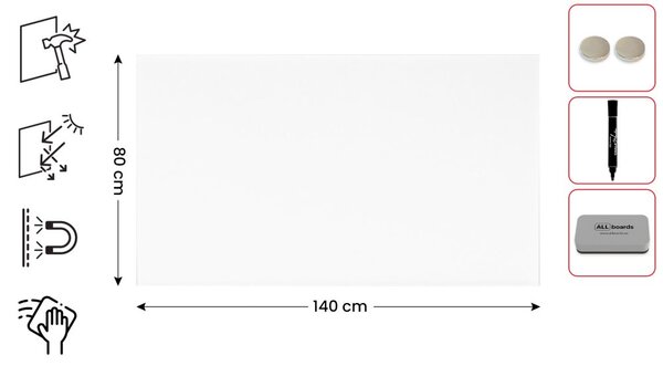 Matná magnetická skleněná tabule 140×80 cm, TSO140x80P4