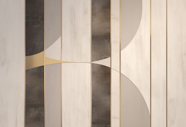 Fototapety Geometrické panely s oblouky a šampaňskými akcenty, Fototapety geometrie, w04616 : uwalls.cz