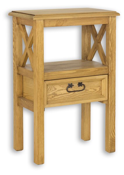 SN703 dřevěný rustikální noční stolek z přírodní borovice Drewmax (Povrch přírodní vosk!)