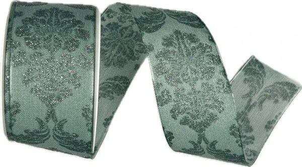 Vánoční stuha ROYAL NIGHT MINT 40mm x 3m (12,-Kč/m)