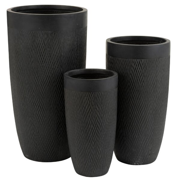 Set tří černých keramických květináčů J-line Geramio 72/58/46 cm