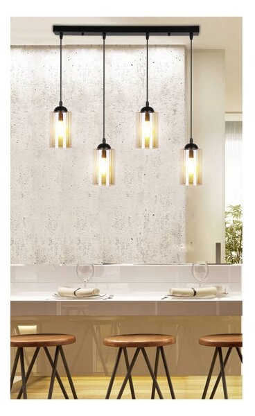 Černé závěsné svítidlo se skleněným stínidlem 10x65 cm Bistro – Candellux Lighting