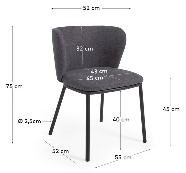 Tmavě šedá jídelní židle Ciselia – Kave Home