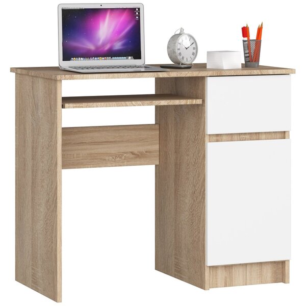 Ak furniture Psací stůl PIKSEL 90 cm dub sonoma/bílý pravý
