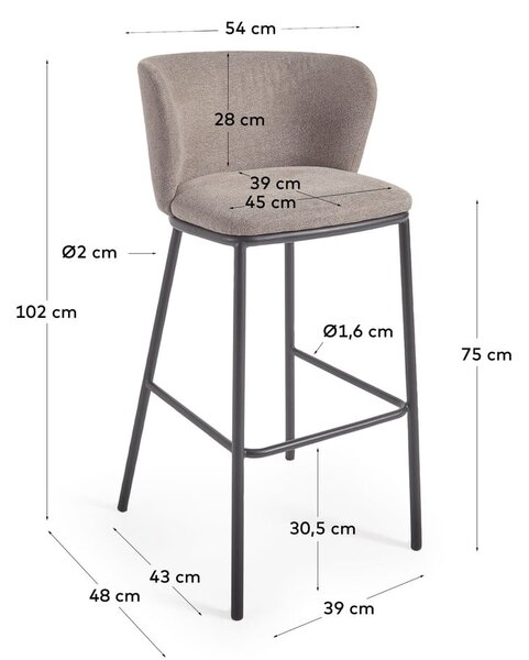 Světle hnědá barová židle 102 cm Ciselia – Kave Home