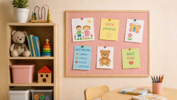 Textilní (plstěná) tabule 90 × 60 cm, růžová, v lakovaném dřevěném rámu,TFPINK96P