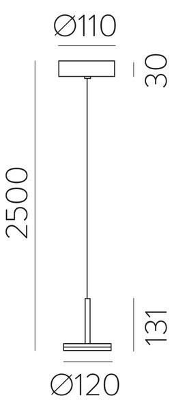 ACB Iluminacion Zavěsné LED svítidlo CORVUS, v. 250 cm, 7,5W, CRI90