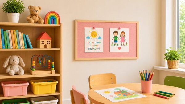 Textilní (plstěná) tabule 80 × 40 cm, růžová, v lakovaném dřevěném rámu, TFPINK84P