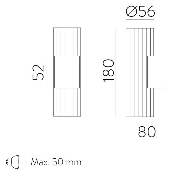 ACB Iluminacion Nástěnné svítidlo MODRIAN, v. 18 cm, 2xGU10 8W Barva: Zlato-černá